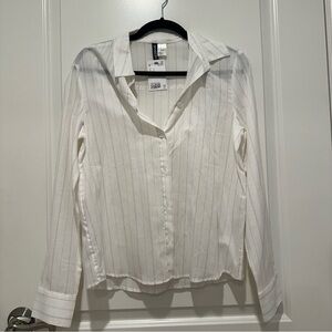 H&M Small Sheer White Striped Blouse